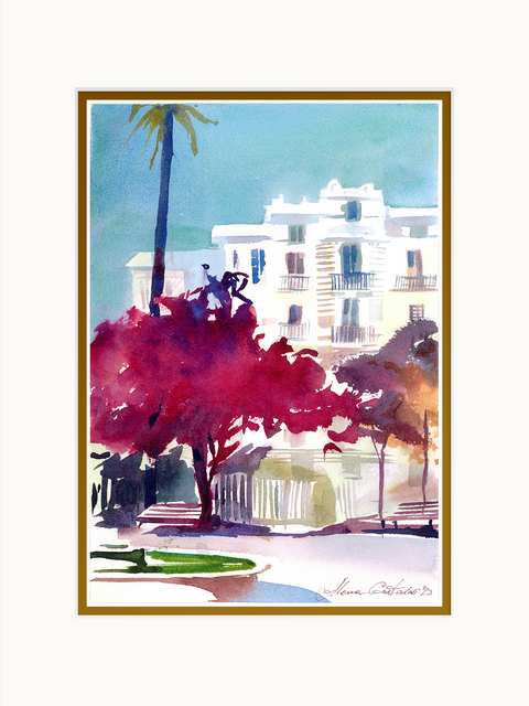 Azure Skies and Bougainvillea Blossoms (40x30 cm)