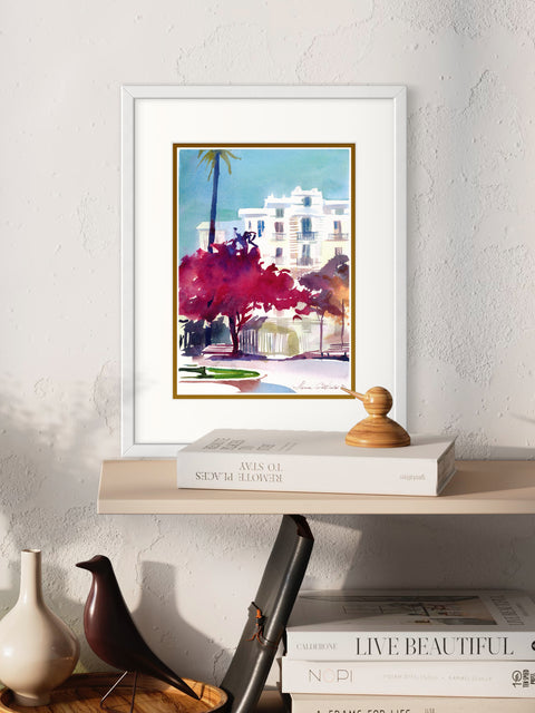 Azure Skies and Bougainvillea Blossoms (40x30 cm)