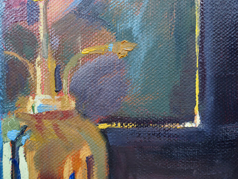 Market day: blue horse and violet hydrangea, 40x55 cm, unframed